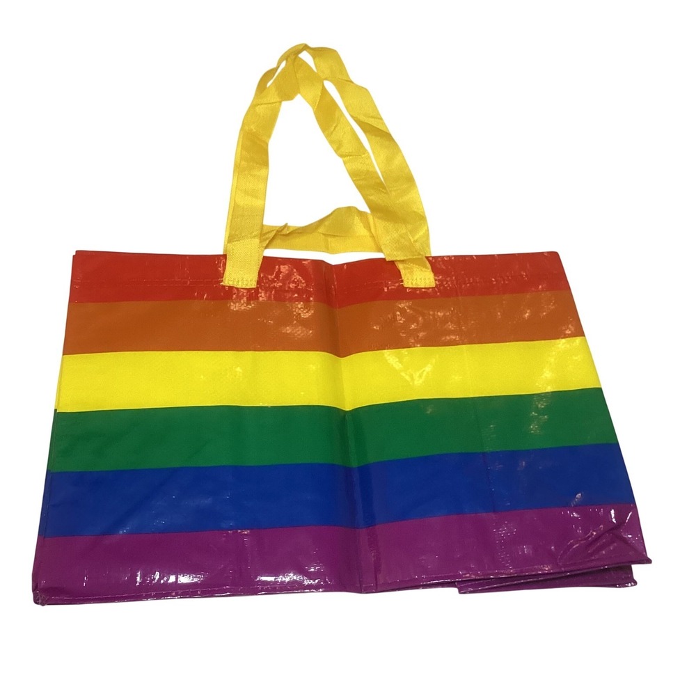 IKEA Storstomma Rainbow Stripe Reusable Shopping Bag/Tote Pride Yellow Handle